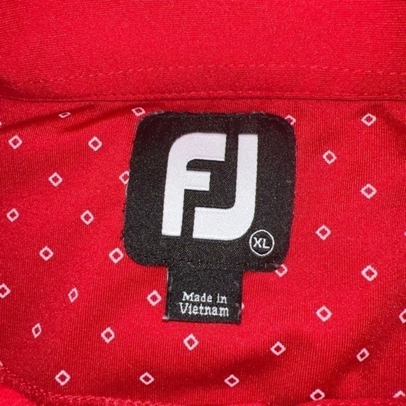 EUC FJ FootJoy Shirt Mens XL Red Paisley Lightweight Short Sleeve Golf Polo (T) - Picture 6 of 9